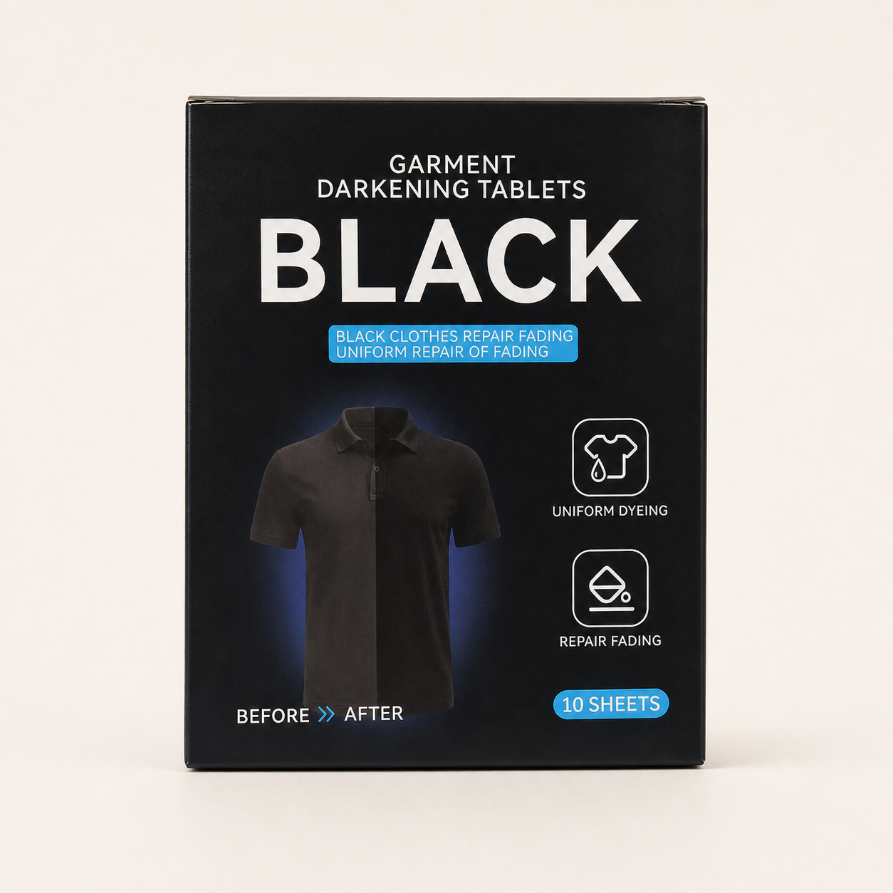 Caja BLACK con 10 hojas para el cuidado de prendas negras