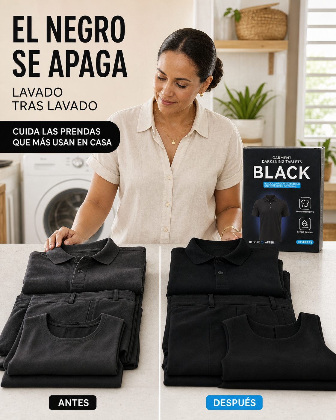 BLACK · Hojas para renovar prendas negras · 10 unidades