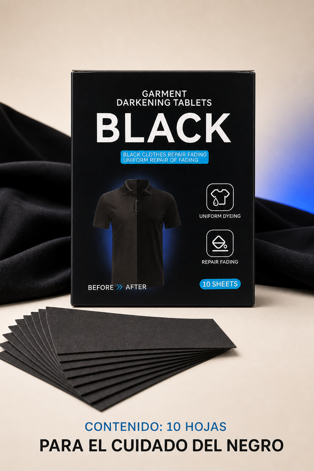 Contenido de 10 hojas BLACK para prendas negras