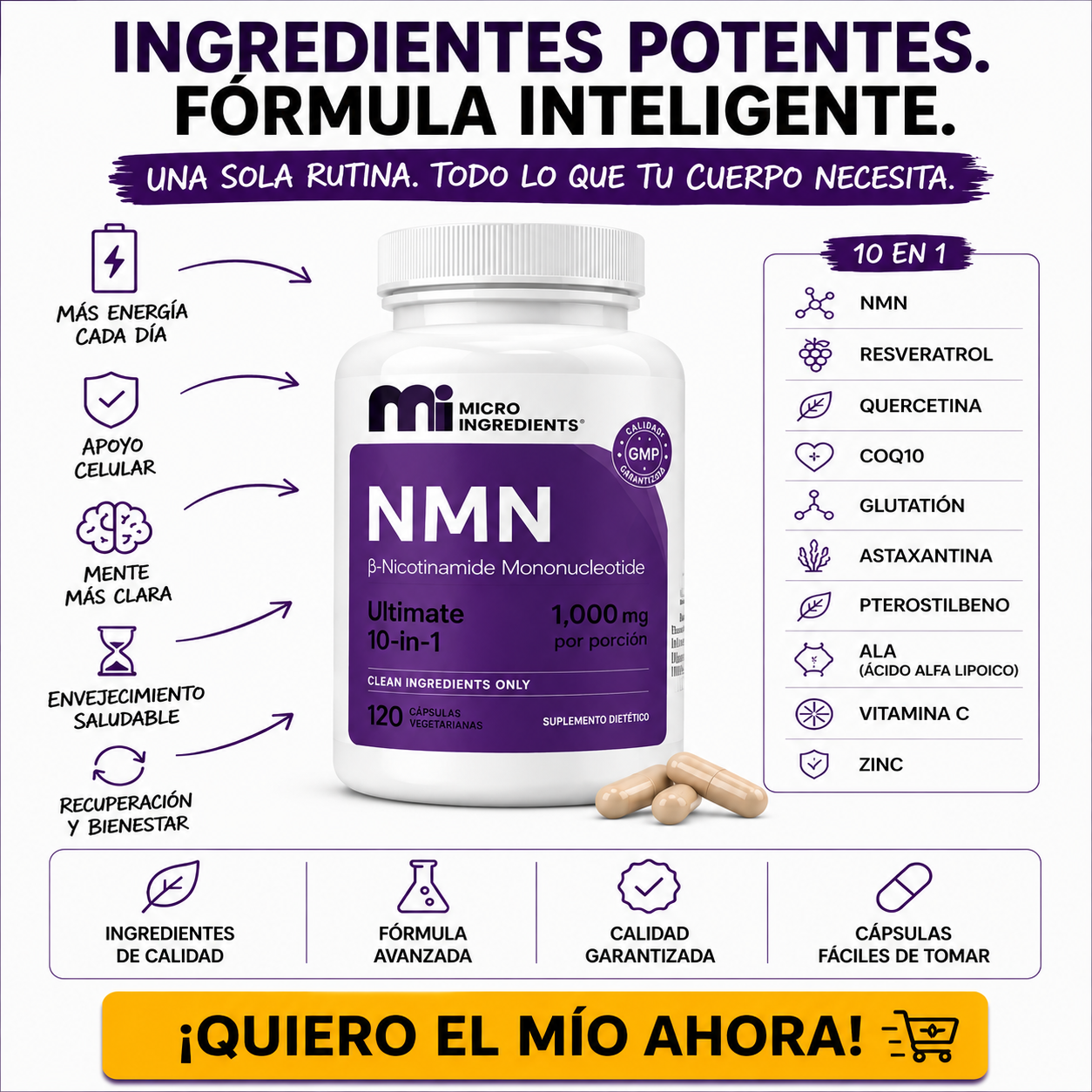 NMN Complex 10-en-1 - 120 cápsulas